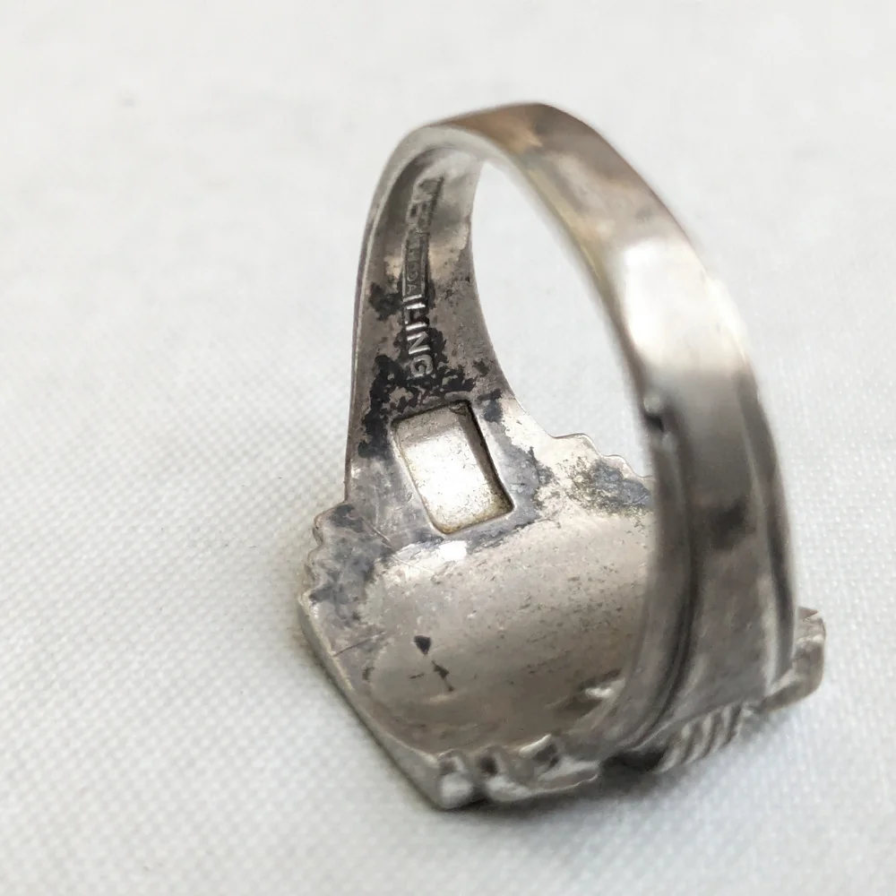 Vintage Sterling Silver Signet Ring Size 11.25 Rectangle Monogramed Antique